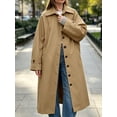 thumbnail image 3 of Womens Long Trench Coat Single Breasted Oversized Windproof Classic Lapel Fall Overcoat, 3 of 7