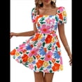 thumbnail image 1 of Vestido Bohemio Acampanado con Mangas Abullonadas y Volantes Fruncidos para Mujer L, 1 of 10