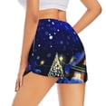 thumbnail image 4 of Picia Christmas Night Pattern Women's 2 in 1 Athletic Running Shorts High Waisted Workout Casual Gym Sweat Shorts with Comfy Liner Zipper Pockets-, 4 of 9