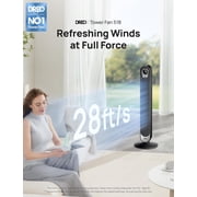 DREO Tower Fan for Bedroom, 28 ft/s, 20dB Quiet Oscillating Bladeless Fan with Remote, 9 Speeds, 4 Modes, 12H Timer, LED Display, Standing Floor Fan Powerful for Indoor Home Office Room, 42 Inch
