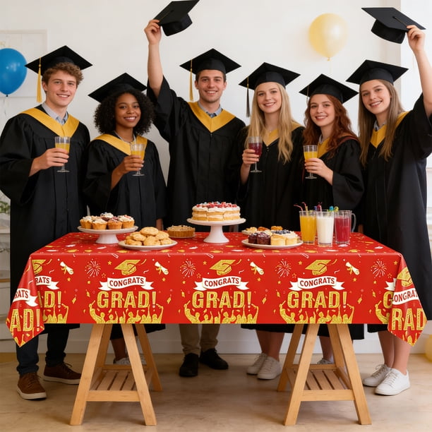 Mantel desechable para graduación, decoración de mesa para fiestas | Protector de mesa a prueba de derrames | Decoración de pared para fiestas