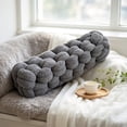 thumbnail image 6 of Chunky Braided Long Throw Pillow,Thick Knotted Tube‑Shaped Cushion,Soft Plush Decorative Bolster Pillow for Sofa Couch Bed Home Interior Layout,19"(Dark Gray), 6 of 6