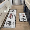thumbnail image 2 of Farmhouse Kitchen Rugs Mat 2 Piece Set Buffalo Plaid Rooster Non-Slip Rubber Washable Kitchen Rug Runner Floor Mats Farmhouse Decor Grey, 2 of 5