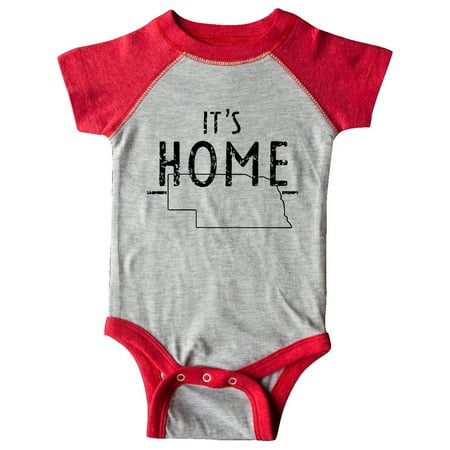 

Inktastic It s Home- State of Nebraska Outline Distressed Text Gift Baby Boy or Baby Girl Bodysuit
