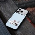 thumbnail image 4 of WIRESTER Shockproof Soft Rubber Cover Case for Apple iPhone 17 Pro 6.3" 2025, French Bulldog Dog Lying Down Looking Up On Pale Aqua Background, 4 of 5
