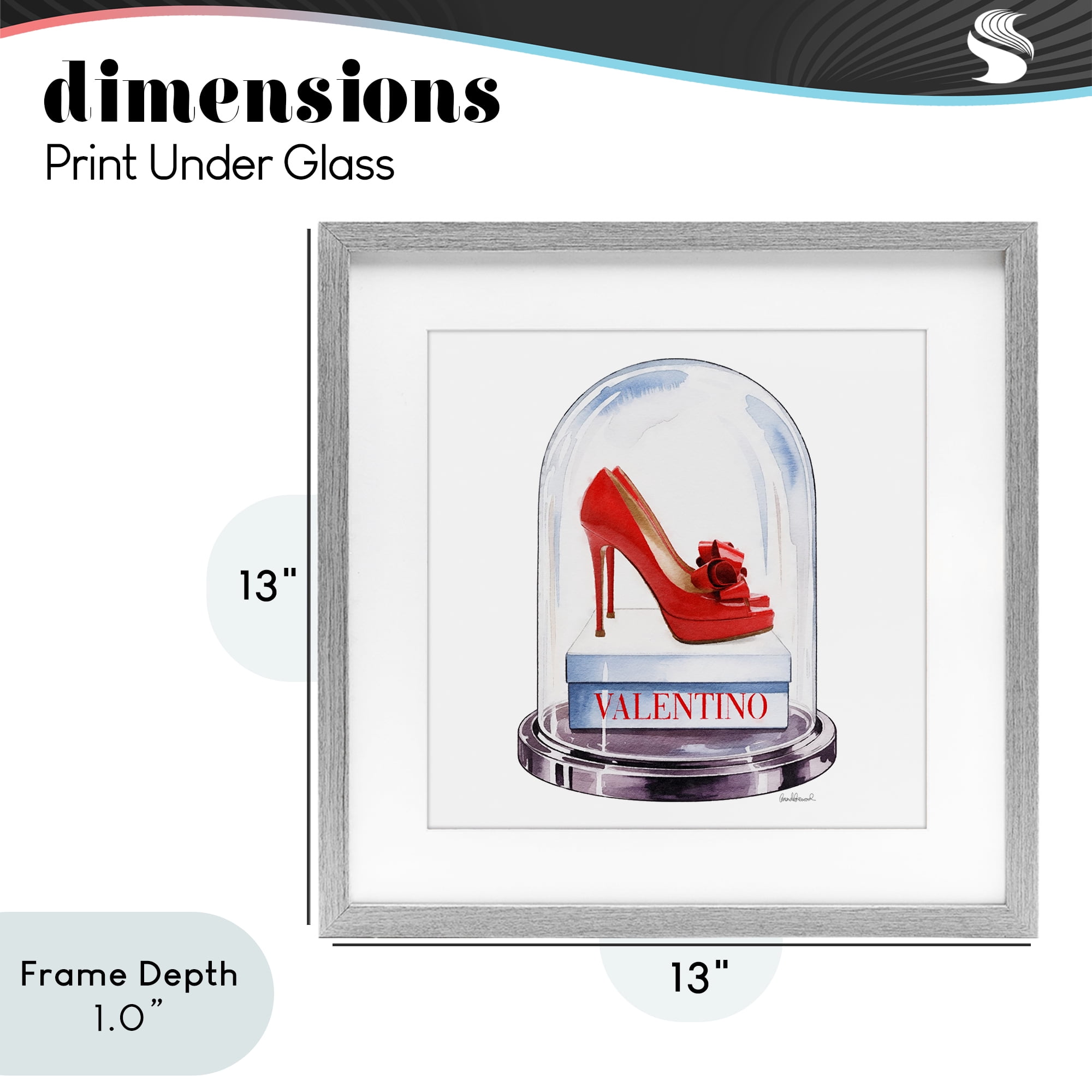 Stupell Industries Red Heels in Bell Jar Gray Framed Print Under Glass, design by Amanda Greenwood