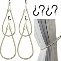 2025 New! Curtain Tiebacks Ropes 4 Pack, Holdbacks with Metal Screw Hooks,Holders Cord for Thin or Thick Window Drapes A