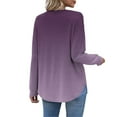 thumbnail image 6 of successthop Womens V Neck Shirts Long Sleeve Tunic Tops Button Pullover T Shirts Print Casual Clothes Purple 2XL, 6 of 7