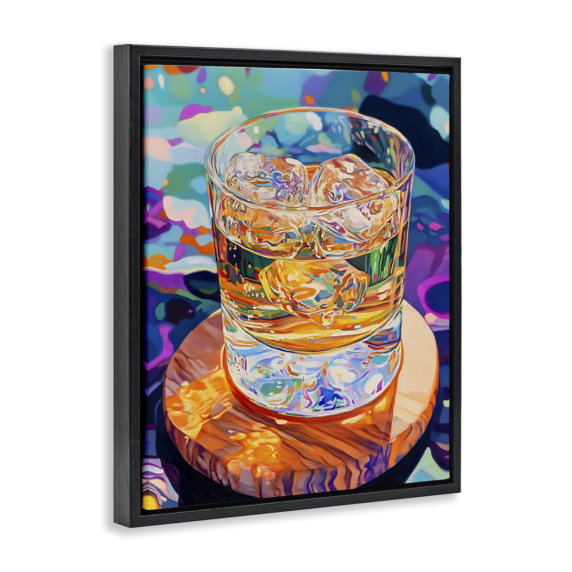Stupell Industries Ice Cold Glass Reflections Black Framed Floater Canvas Wall Art, design by Creative Studio