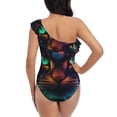 thumbnail image 5 of Pofeuu Futuristic Cat Warrior Print Women's One Piece Swimsuits One Shoulder Swimwear Asymmetric Ruffle Monokinis Bathing Suits-X-Large, 5 of 6