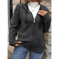 thumbnail image 6 of Cuteduck Women's Plus-Size Zip Up Knit Jacket Solid Color Long Sleeve String Hooded Fall/Winter Rib Cardigan 1X-4X, 6 of 7