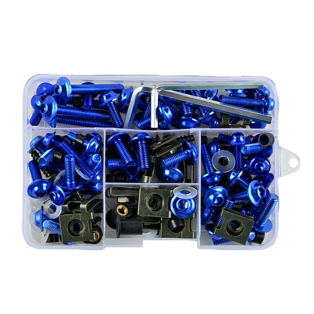 Likrtyny Tuercas Tornillos para Carrocería Aluminio 177 Uds. para Moto Cross (azul)