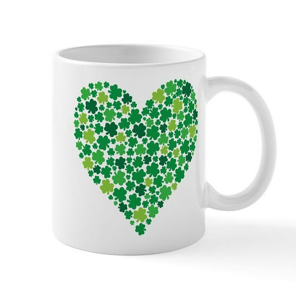 CafePress - Irish Shamrock Heart Mug Mugs - 11 oz Ceramic Mug - Novelty Coffee Tea Cup