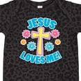 thumbnail image 4 of Inktastic Easter Jesus Loves Me with Cross and Flowers Boys or Girls Baby Bodysuit, 4 of 5