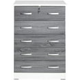 thumbnail image 1 of Better Home WC5-Wht-Gry Cindy 5 Drawer Chest Wooden Dresser with Lock, White & Gray, 1 of 14