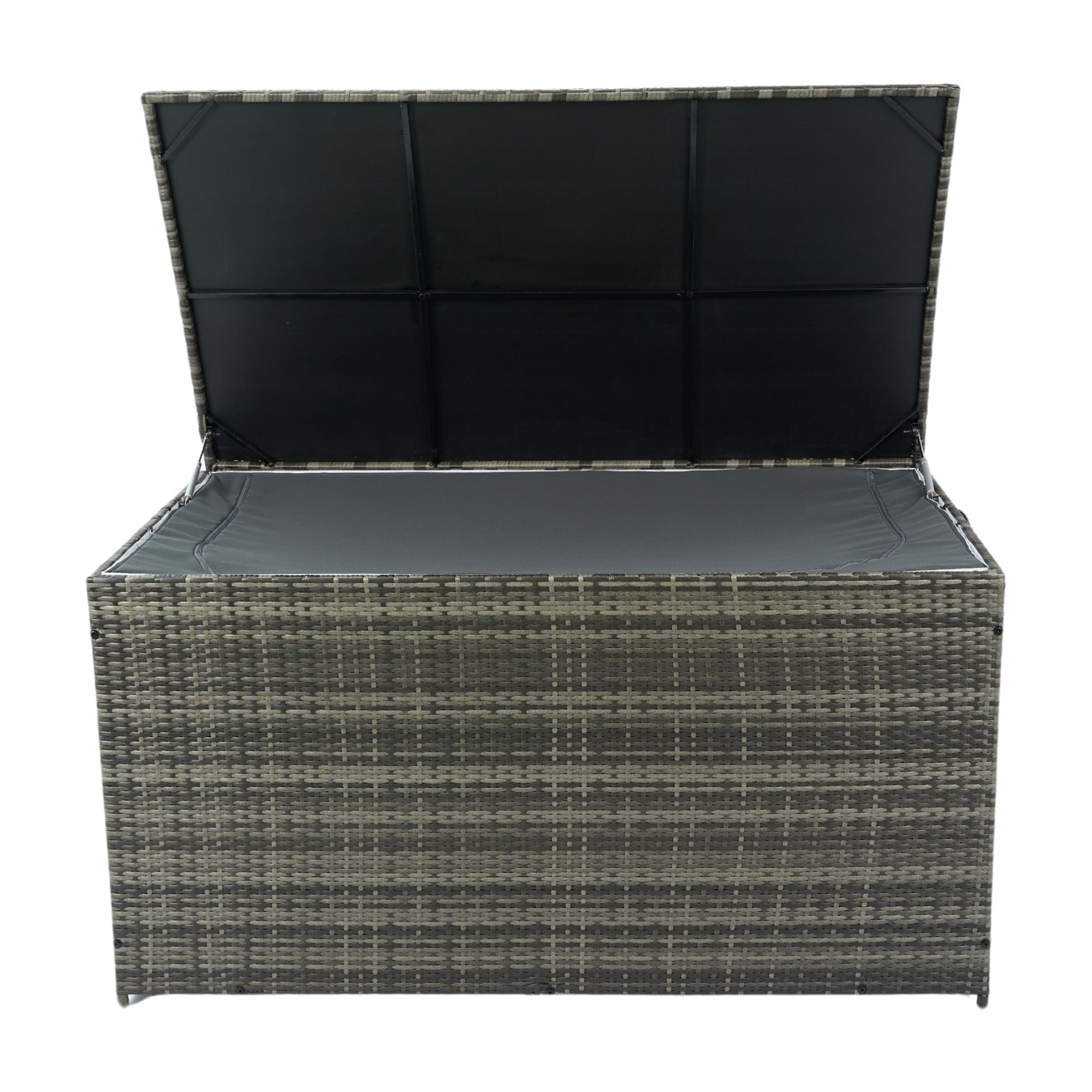 Aimee Lii Outdoor Storage Box, 200 Gallon Wicker Patio Deck Boxes with Lid, Outdoor Toy Storage for Kids, Gray