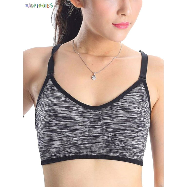 Polyester Padded With Removable Pads Wire Free Sports Bra Color Blue Size M