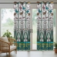 thumbnail image 3 of 1 Panel Outdoor Curtains for Patio Waterproof 54"x95" Green Butterfly Flower Weatherproof Privacy Outsides Curtains, Stained Glass Dragonfly Floral Plant Grommet Thermal Drapes for Cabana Porch, 3 of 8