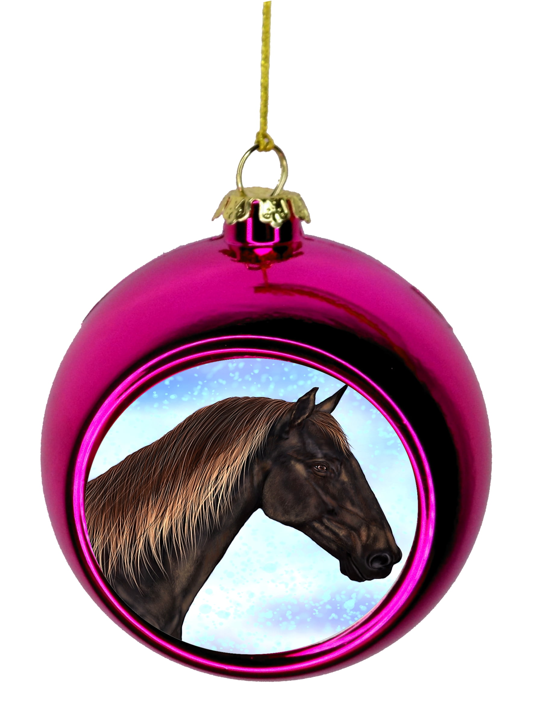 Horse Ornaments Christmas Chestnut Horse on Aqua Christmas Ornaments