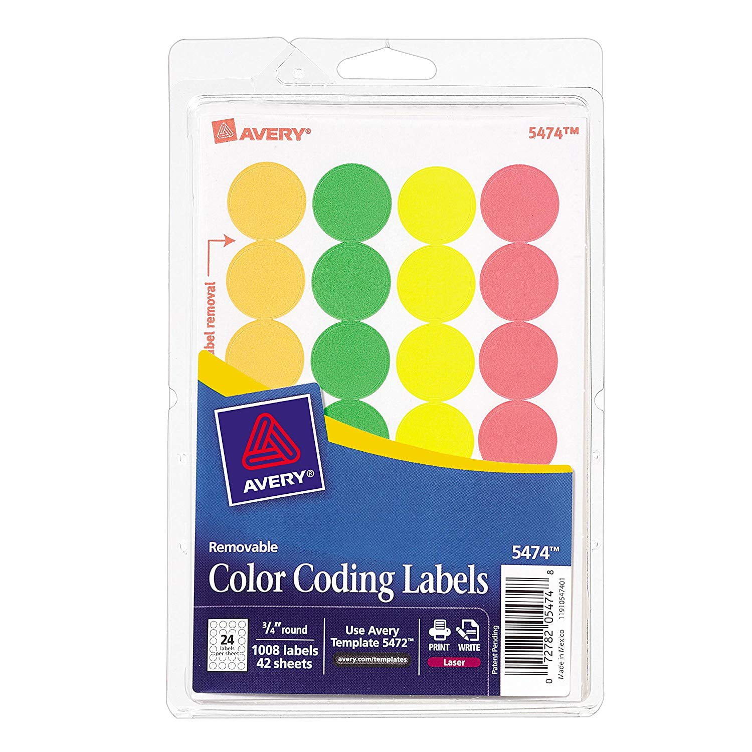 Download Removable Print or Write Color Coding Labels for Laser and Inkjet Printers, 0.75 Inches, Round ...