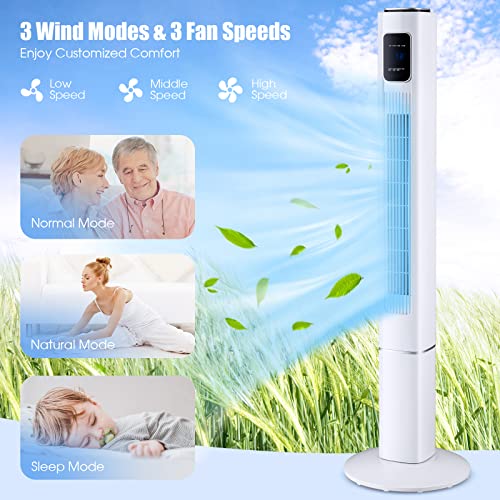 LDAILY 48 Inch Oscillating Tower Fan, Quiet Powerful Bladeless Fan with