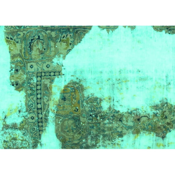 Ahgly Company Indoor Rectangle Abstract Turquoise Blue Modern Area Rugs, 7' x 10'