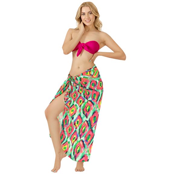 LA LEELA Women's Bikini Cover ups Swimsuit Beach Sarong One Size Varicolor, Leaves