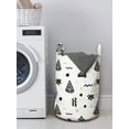 thumbnail image 3 of Tribal Laundry Bag, Abstract Angled Curved Stripes with Dots Triangles Doodle Style Composition, Basket with Handles Drawstring Closure for Laundromats, 13" x 19", Yellow Black White, by Ambesonne, 3 of 4