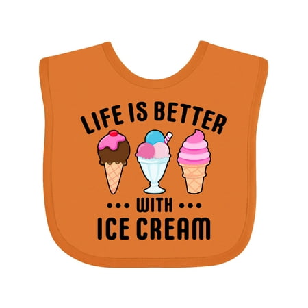 

Inktastic Life is Better with Ice Cream Gift Baby Boy or Baby Girl Bib