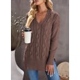 thumbnail image 6 of Asyoly Women's Casual Side Slit Knit Sweater Long Sleeve Solid Color Loose V-Neck Pullover Jumper Top, 6 of 8