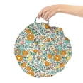 thumbnail image 2 of Floral Round Floor Cushion with Handle, Colorful Flowers and Birds Humming Cheerful Vibes of Summer, Decorative Pillow for Living Room & Dorms, 18" Round, Seafoam Marigold, by Ambesonne, 2 of 4