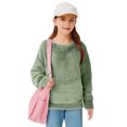 thumbnail image 4 of Cowsor Girls Fuzzy Fleece Pullover Hoodies Sweatshirt Casual Loose Outwear Coat with Pockets, 4 of 7