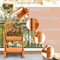 thumbnail image 6 of Orange 2 Tier Solid Fir Wood Raised Garden Bed with Trellis Cylindrical Planter for Climbing Plants Outdoor, 6 of 9