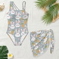 thumbnail image 4 of SEANATIVE Swimsuits for Teen Girls One Piece Bathing Suit See Through Short Skirt Cover Ups Cut Out Back Beachwear for Surfing Water Park, Size 7-8, Cute Rabbit Floral Easter Egg Gray, 4 of 7