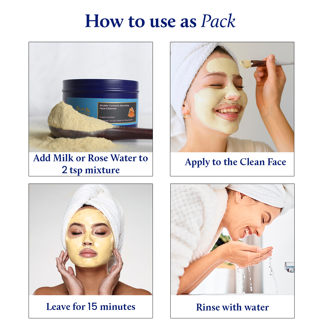 Blue Nectar Shubhr Turmeric Star Anise Powder Face Cleanser for Glowing Skin - 100 gms