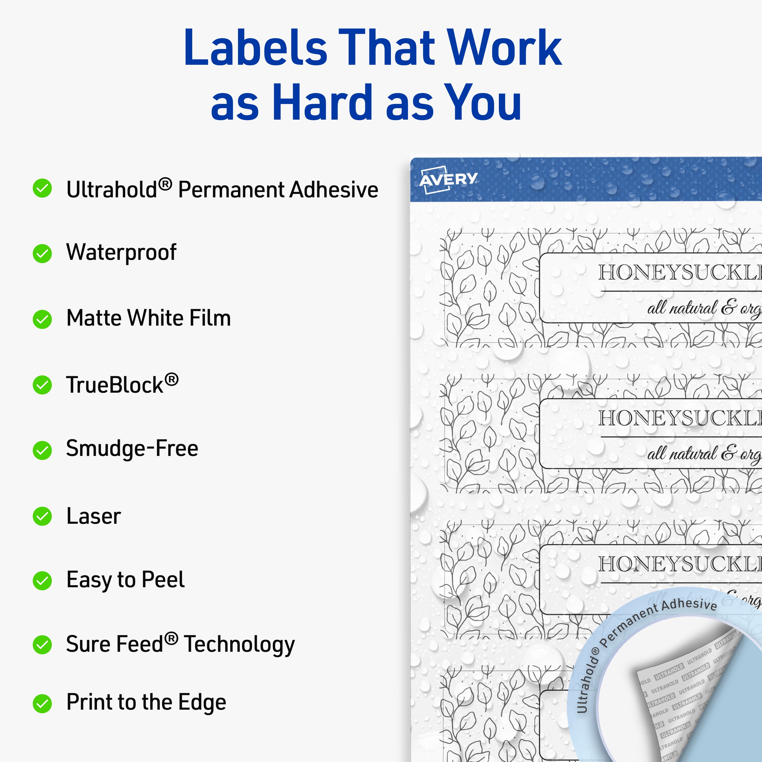 Avery Waterproof Rectangle Labels, 1.5" x 7.5", 500 Total