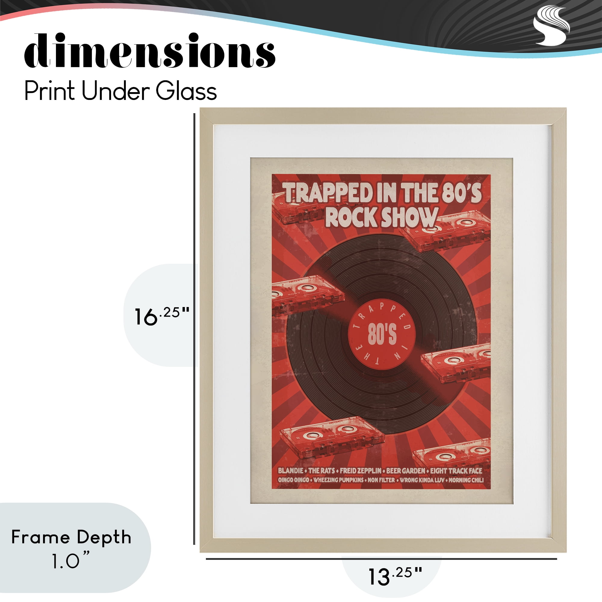 Stupell Industries Trapped in 80s Rock Show Birch Framed Print Under Glass, design by Old Red Truck