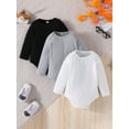 thumbnail image 2 of GXFC 3-Pack Infant Boys Fall Romper Sweatshirt Newborn Long Sleeve Solid One Piece Jumpsuit Autumn Bodysuit Clothes for Toddler Baby Boys 0-18M, 2 of 9