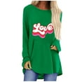 thumbnail image 1 of Hauts Femme Automne 2023 Mode Femmes à Manches Longues Lettre Imprimée à Carreaux Col Rond Pull-Over Haut, 1 of 3