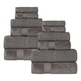 thumbnail image 3 of Superior Chevron Zero Twist Cotton 12-Piece Towel Set, Charcoal, 3 of 11