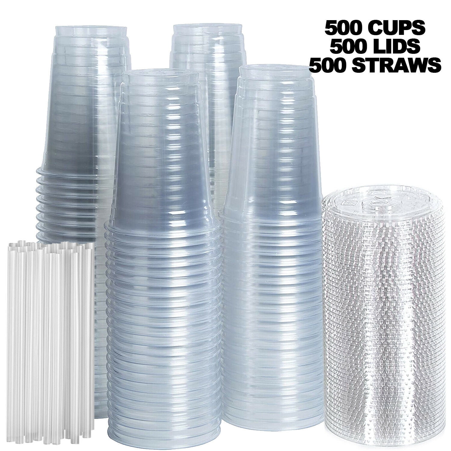 Crystal Ultra Clear Pet Plastic Cups 24 oz with Flat Lids (1000 Count) (Set of 1000) Nicole Fantini