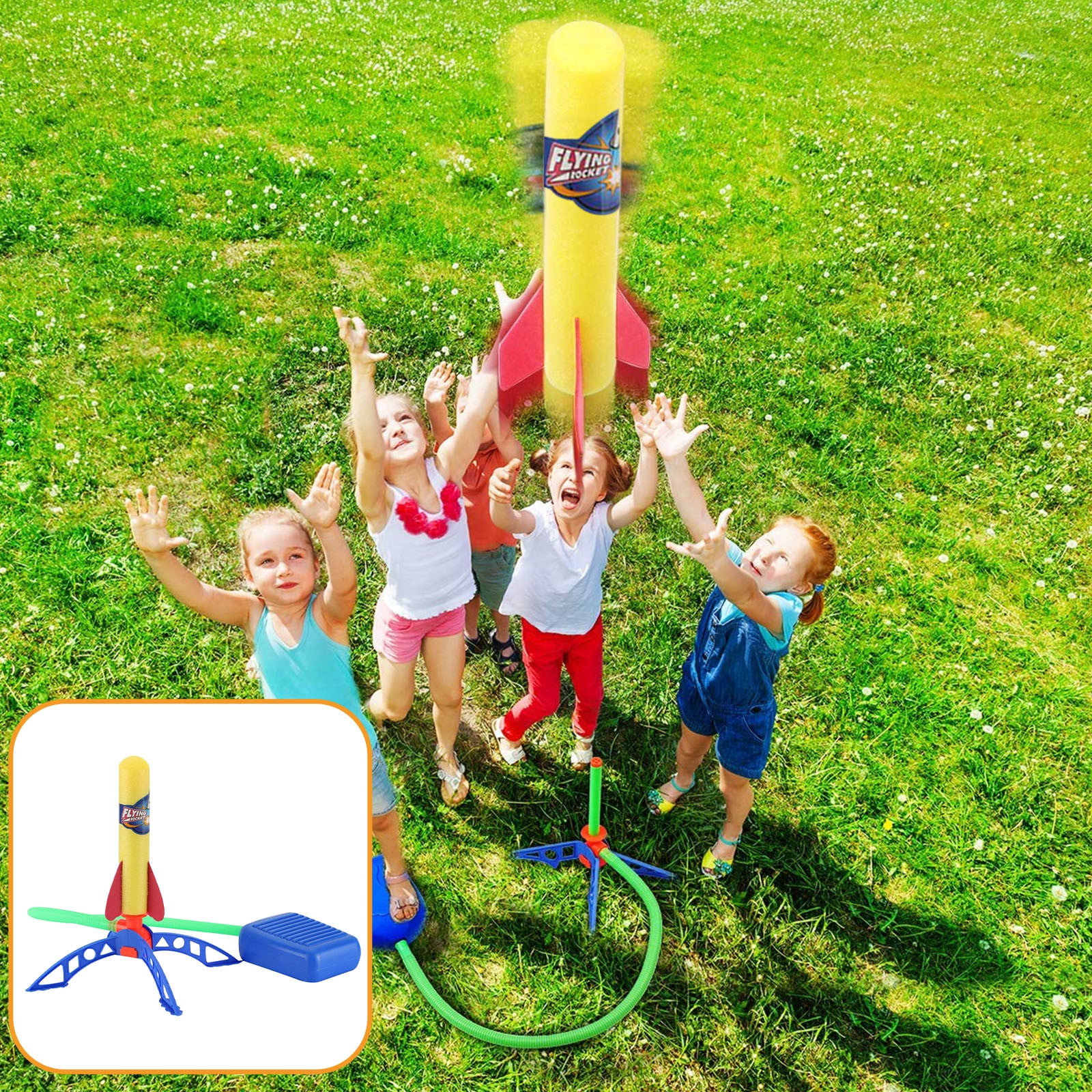 Duckura Jump Rocket Launchers for Kids Outdoor Air Rocket Toys with Launcher an 
