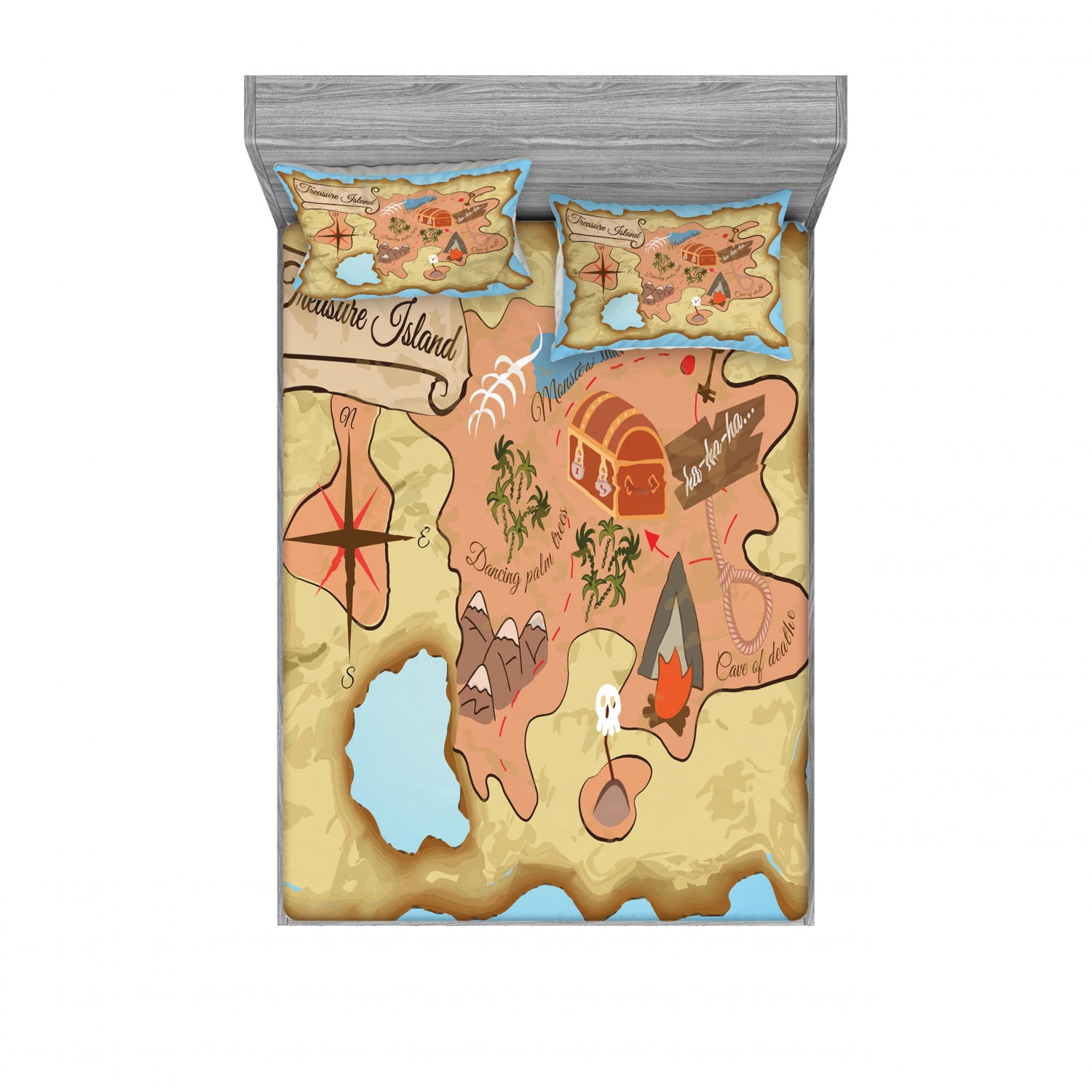 island map bedding set with sheet covers treasure of