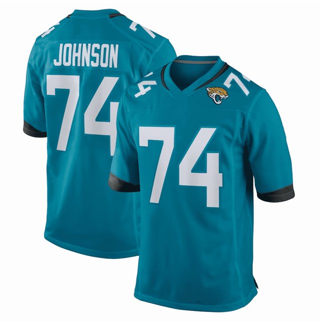 Camiseta deportiva de fútbol americano #74 Fred Johnson para hombre, color verde azulado - L
