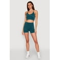 thumbnail image 2 of Womens Ruched Seamless Ribbed Knit Biker Shorts, 2 of 4