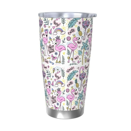 

Bingfone Summer with Flamingo for 20 Oz Stainless Steel Travel Mug Double Wall Water Coffee Cup for Home Office Outdoor Works Great for Ice Drinks and Hot Beverage-Without Straw