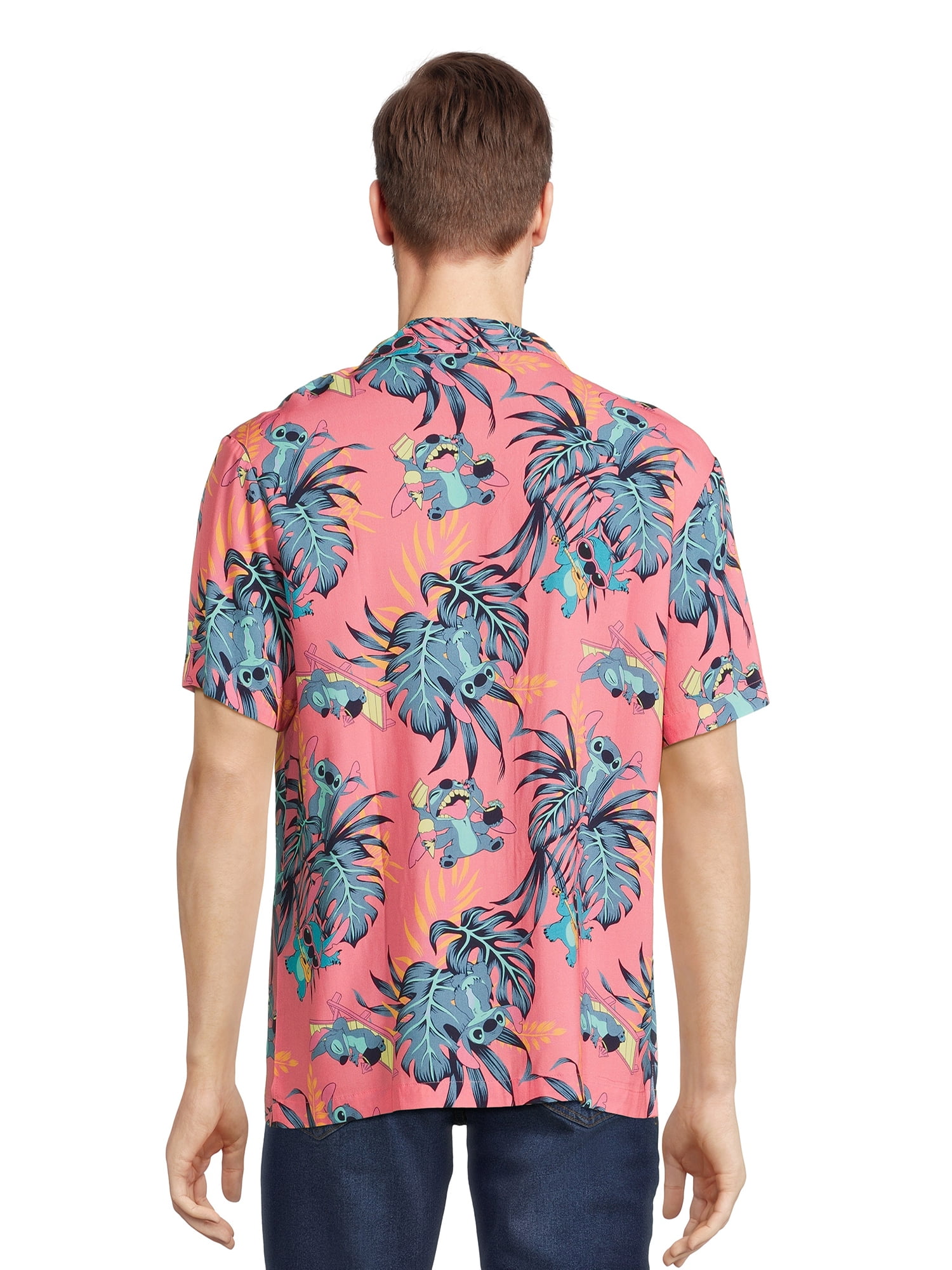 Stitch Men’s and Big Men’s Floral Button Up Shirt with Short Sleeves, Sizes S-3XL