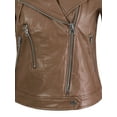 thumbnail image 4 of A2Y Women's Classic Vegan Leather Zip Up Rider Style Moto Biker Jacket Mocha XL, 4 of 4