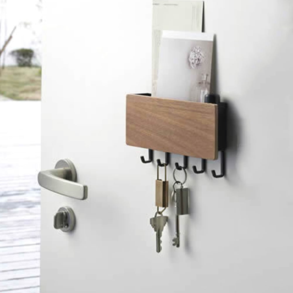 Wall Mounted Key Rack Shelf Japanese Style Wooden Organizer Shelf with ...