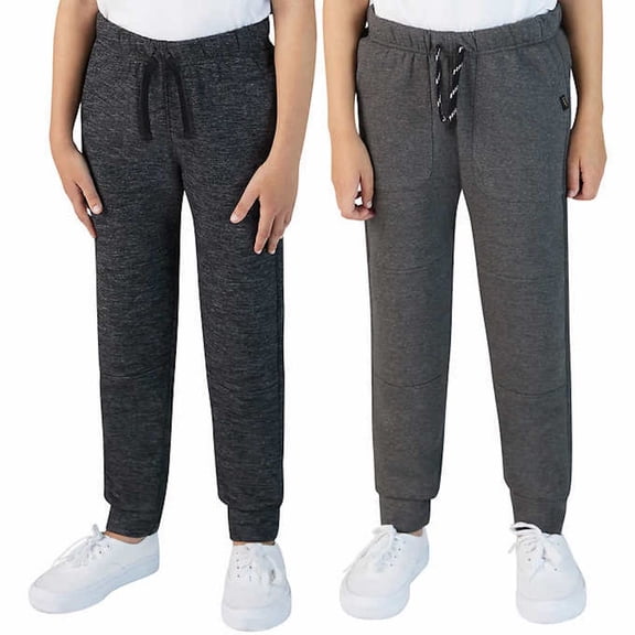 Lee Youth Boy's 2 Pack Rugged Knee Jogger Pant (Large(14/16), Charcoal/Heather Black)